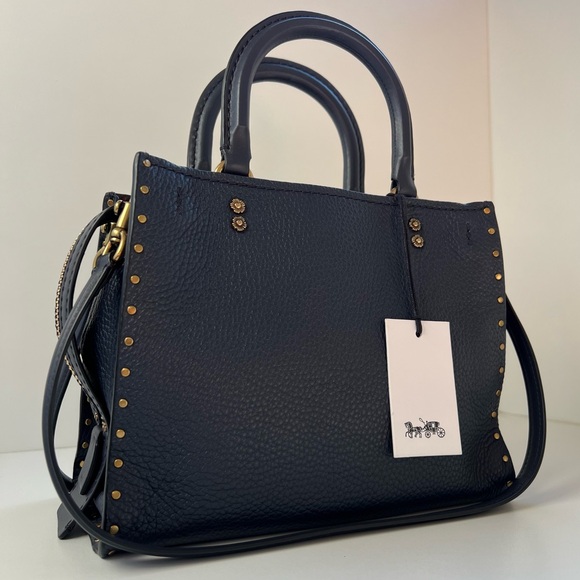 Handbags - COACH 1941 Rogue 25 In Deep Navy Blue With Tea Rose Rivets